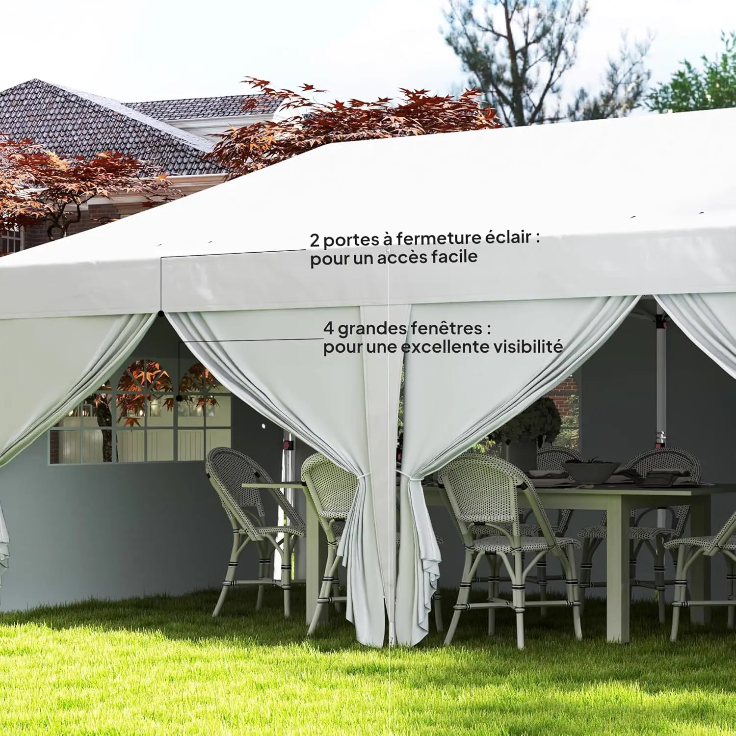 Tonnelle en acier blanc 3 x 6 m vue 6