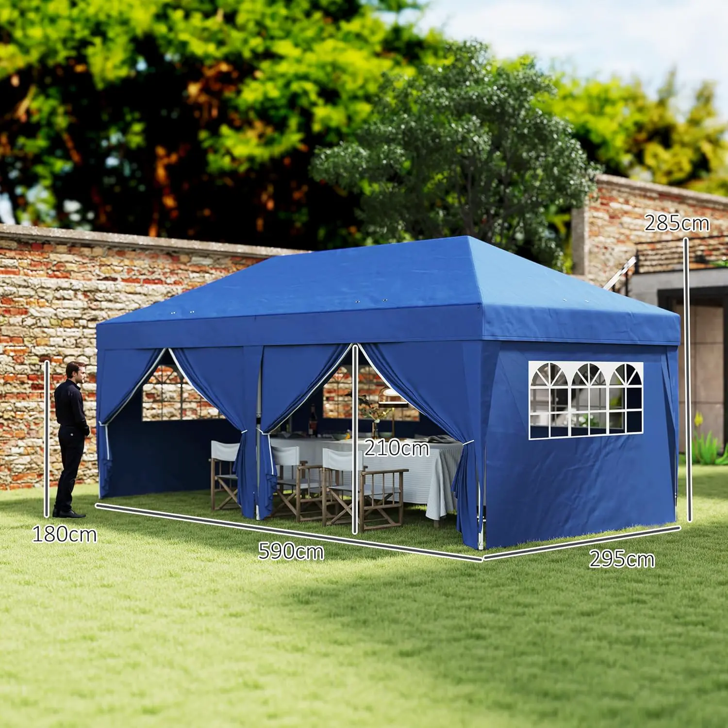 Tonnelle en acier bleu 3 x 6 m vue 7