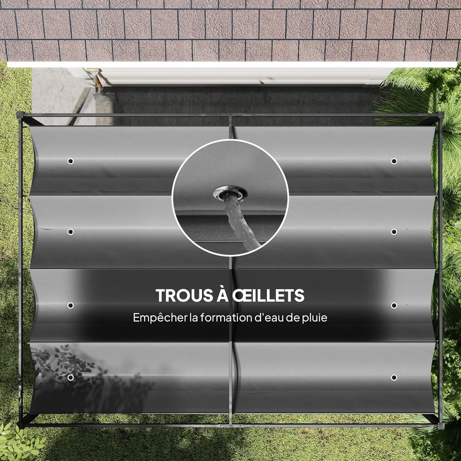 Pergola en métal gris 4 x 3 m rétractable vue 5
