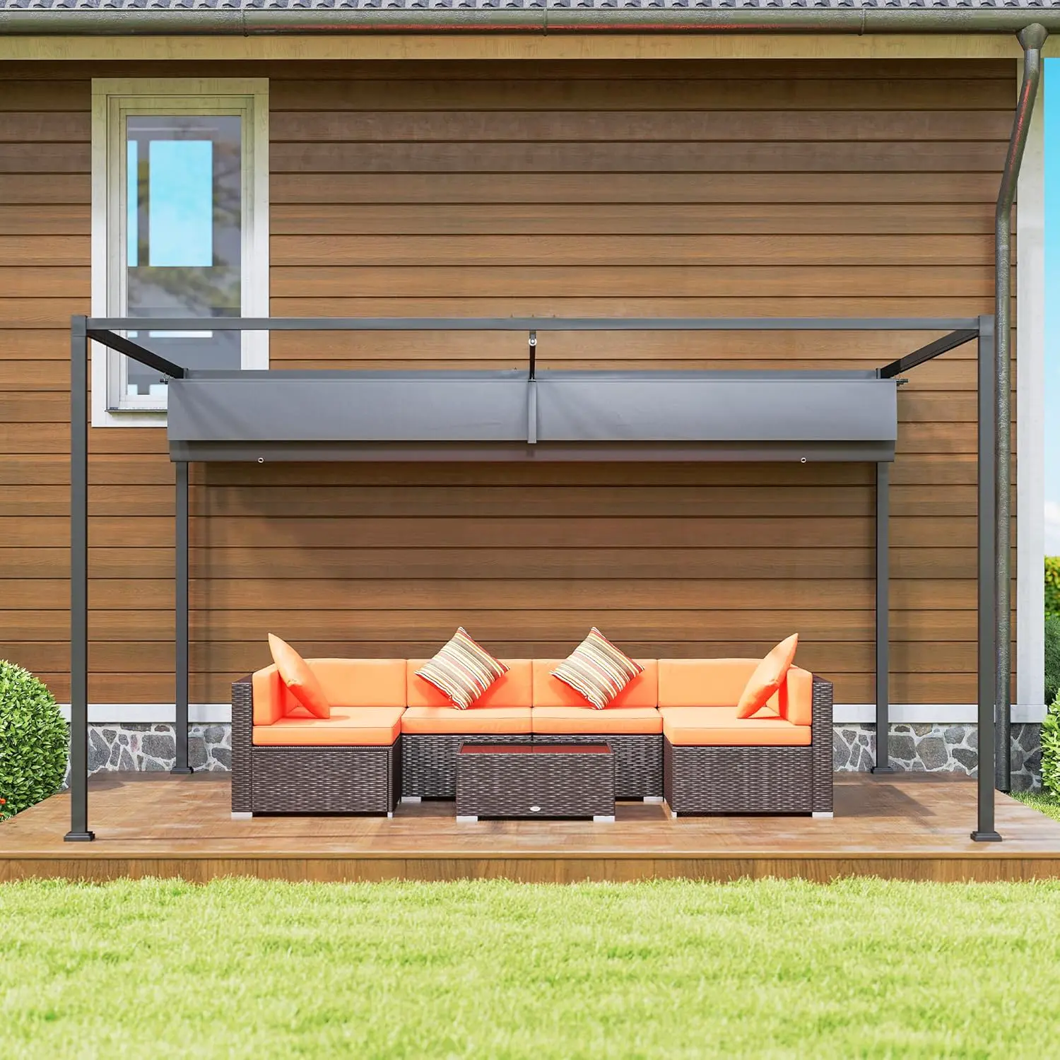 Pergola en métal gris 4 x 3 m rétractable vue 9