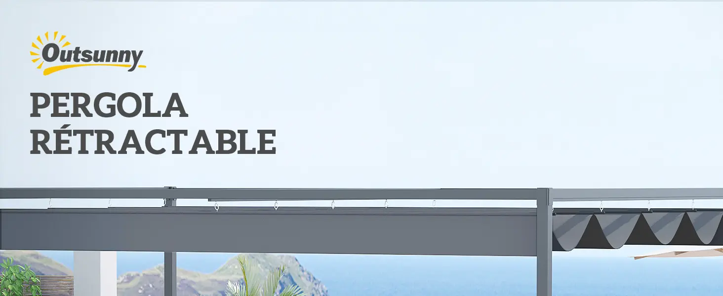 Pergola en métal gris 4 x 3 m rétractable — contenu détaillé 1