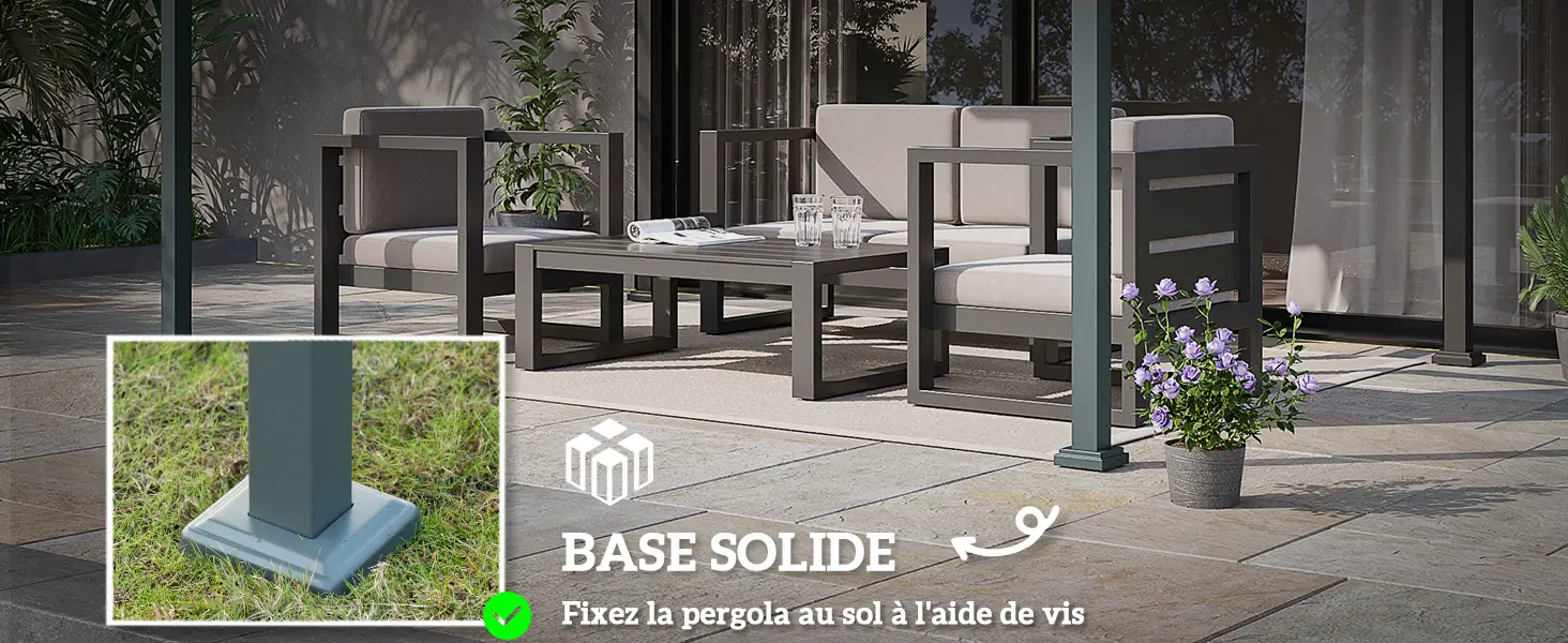 Pergola en métal gris 4 x 3 m rétractable — contenu détaillé 6