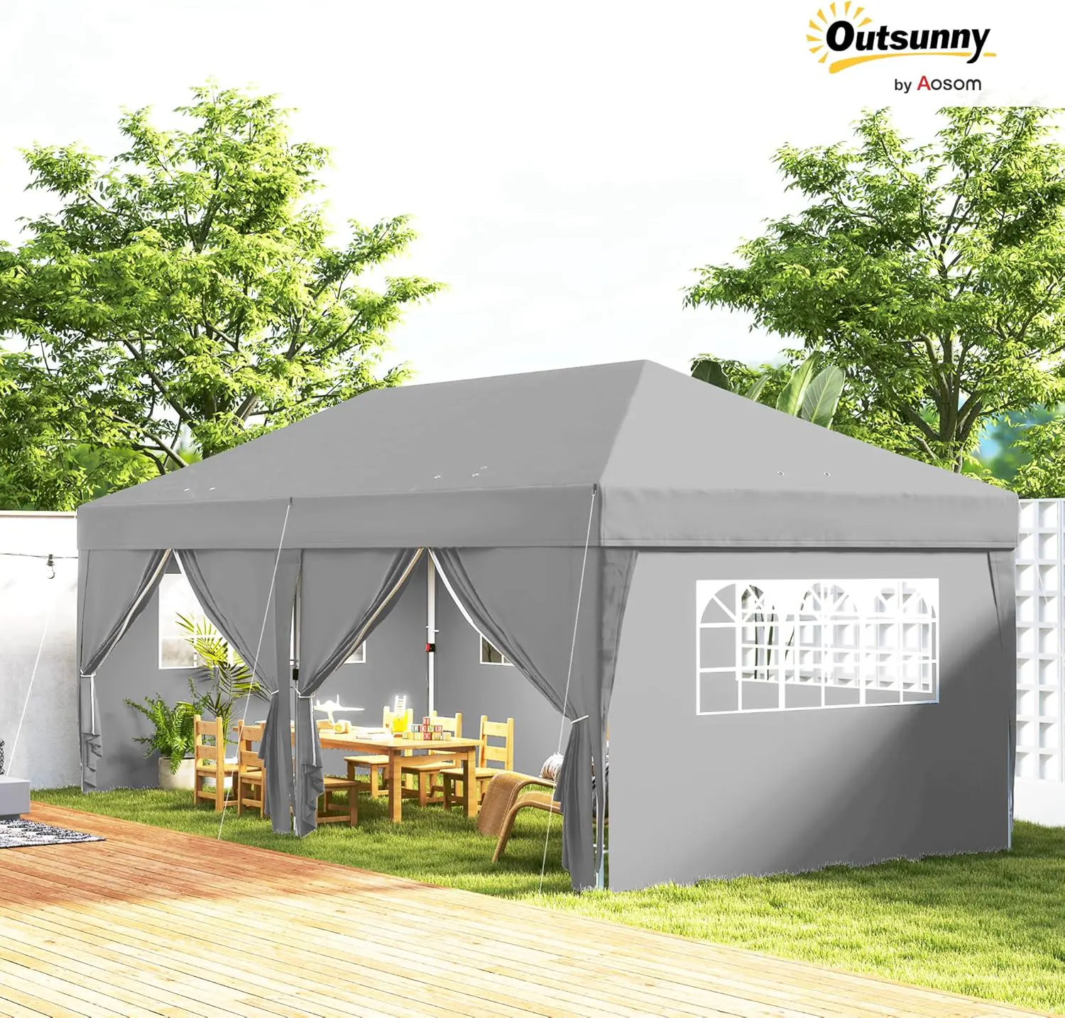 Tonnelle en acier gris 3 x 6 m vue 2