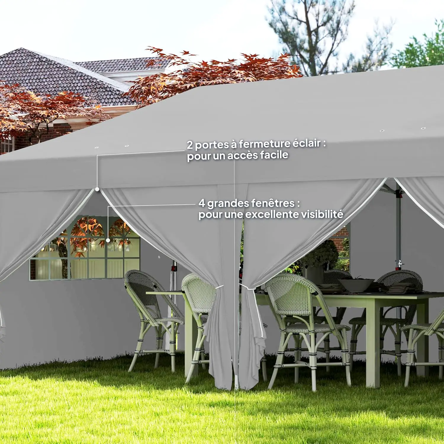 Tonnelle en acier gris 3 x 6 m vue 6