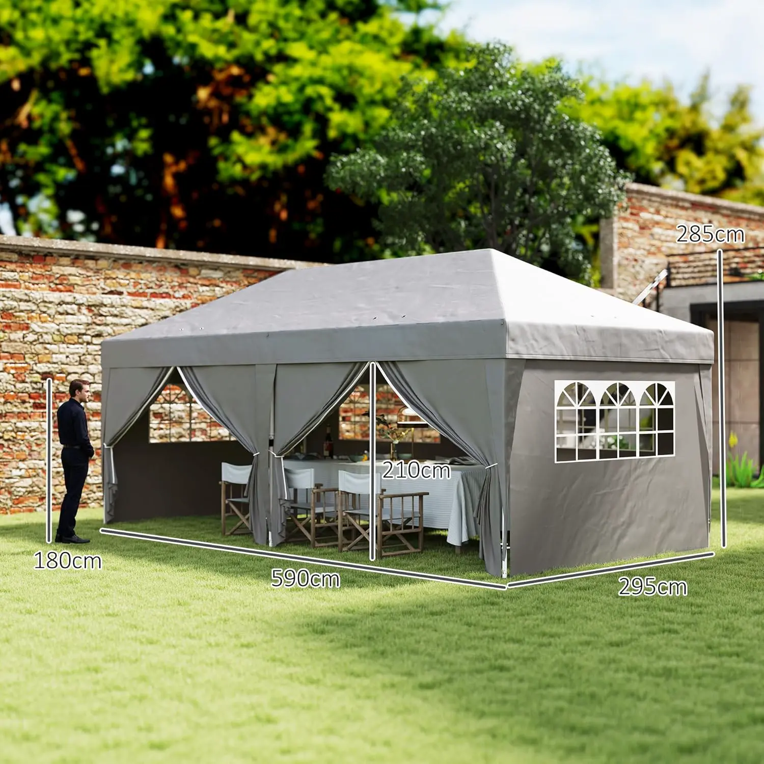 Tonnelle en acier gris 3 x 6 m vue 7