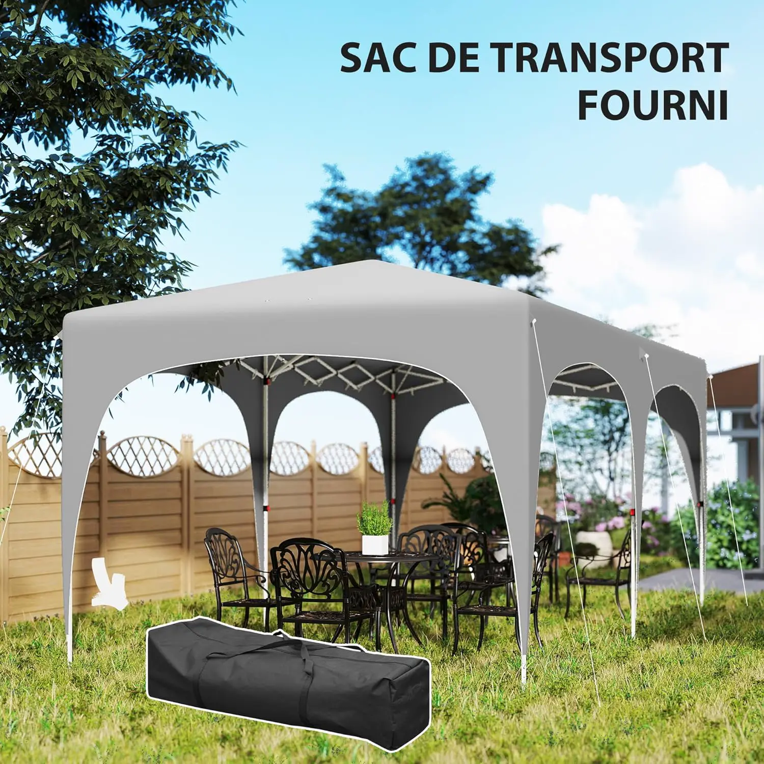 Tonnelle en métal gris 3 x 6 m vue 6