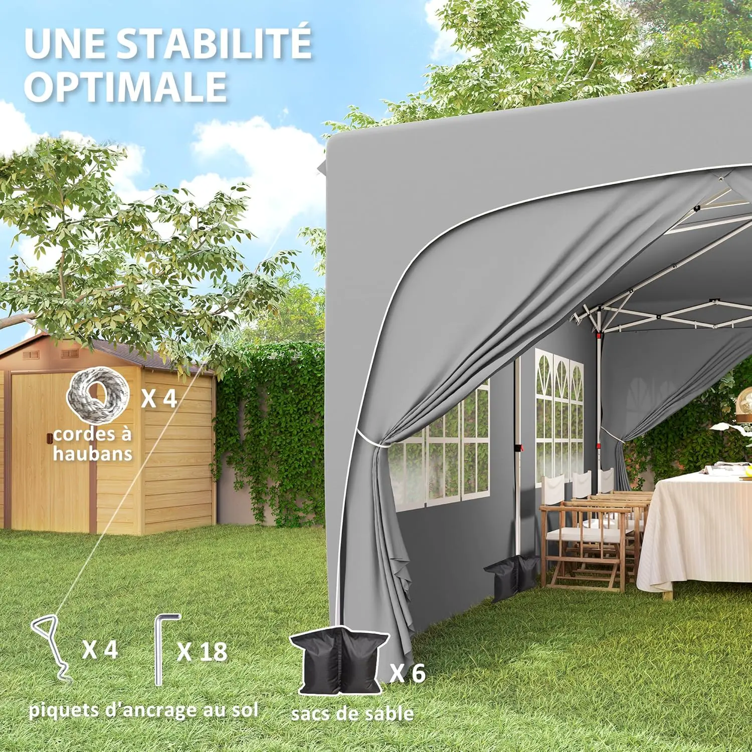Tonnelle en métal gris 3 x 6 m vue 8