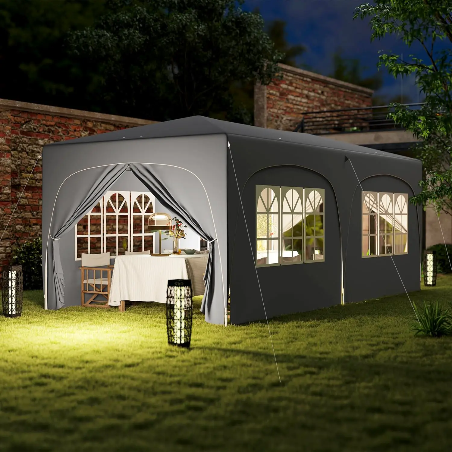 Tonnelle en métal gris 3 x 6 m vue 9
