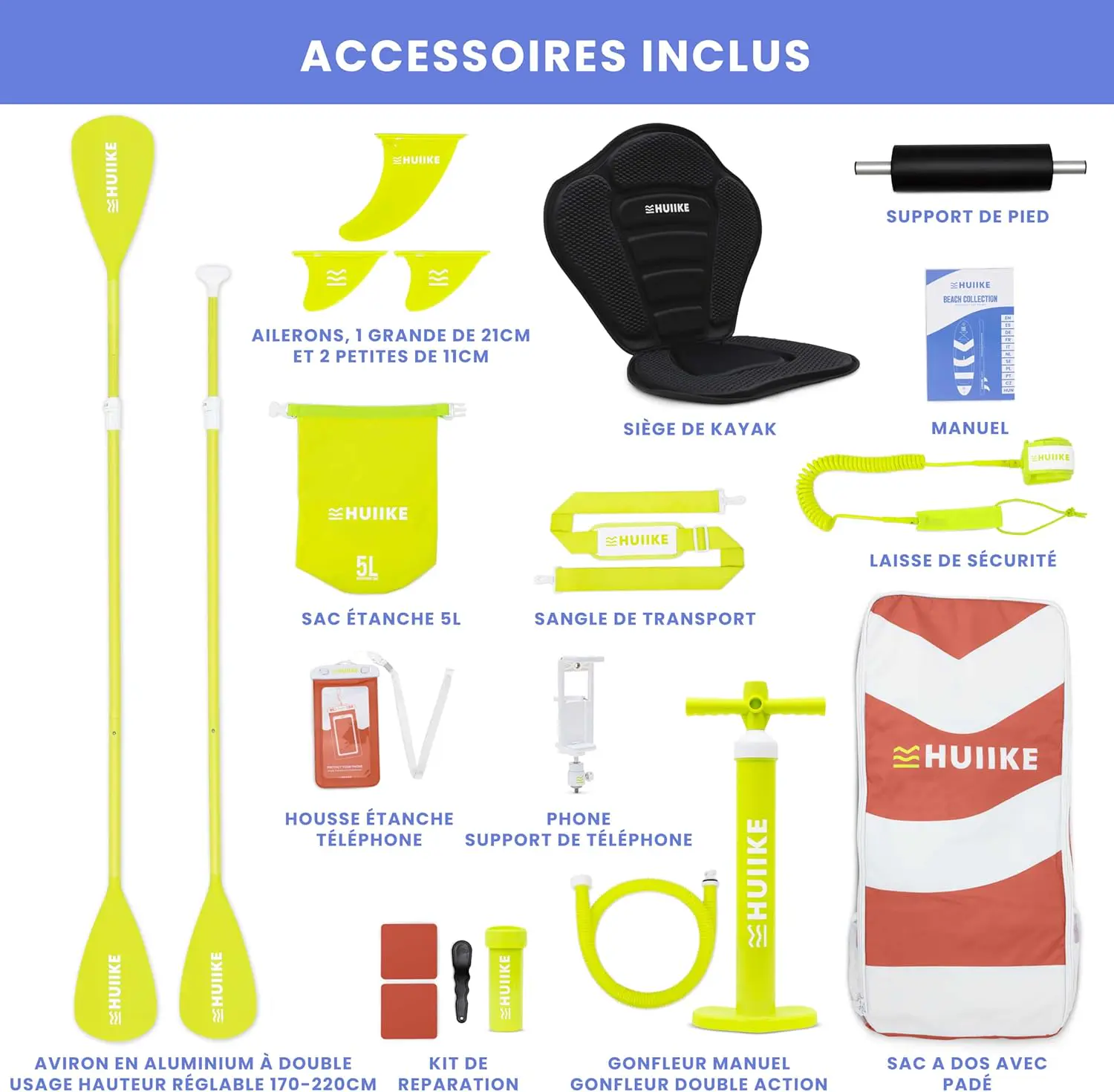 Paddle gonflable en aluminium 84x15 cm vue 3