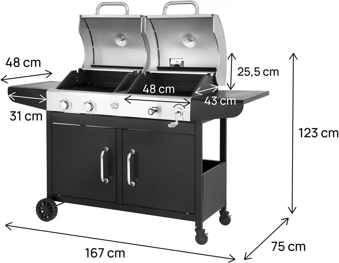 Barbecue à gaz en bois noir 75 x 123 cm vue 3