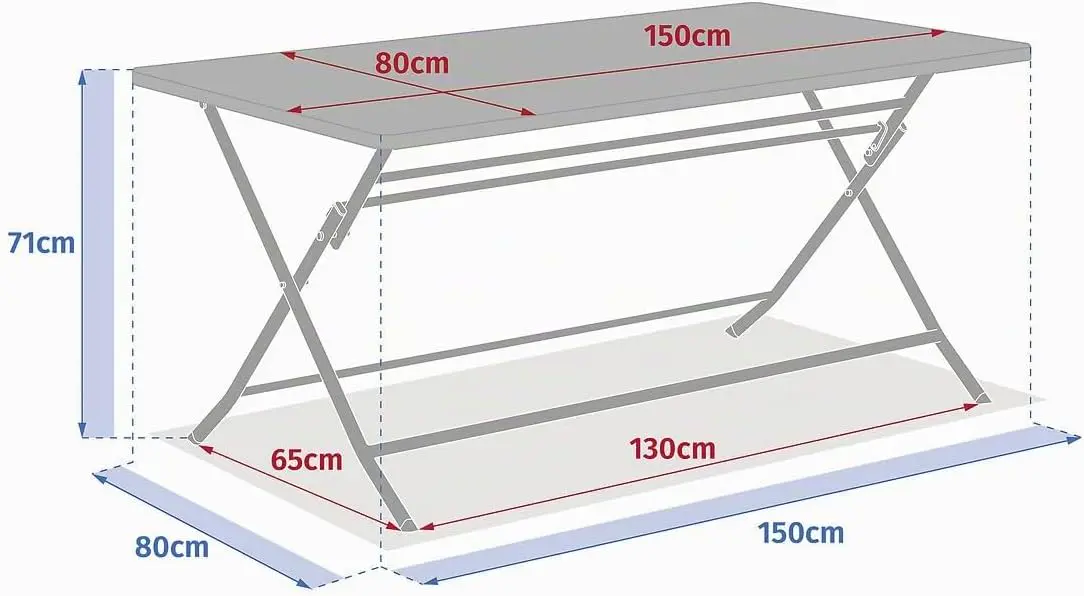 Table de jardin 6 places en acier vert 80 x 80 vue 3