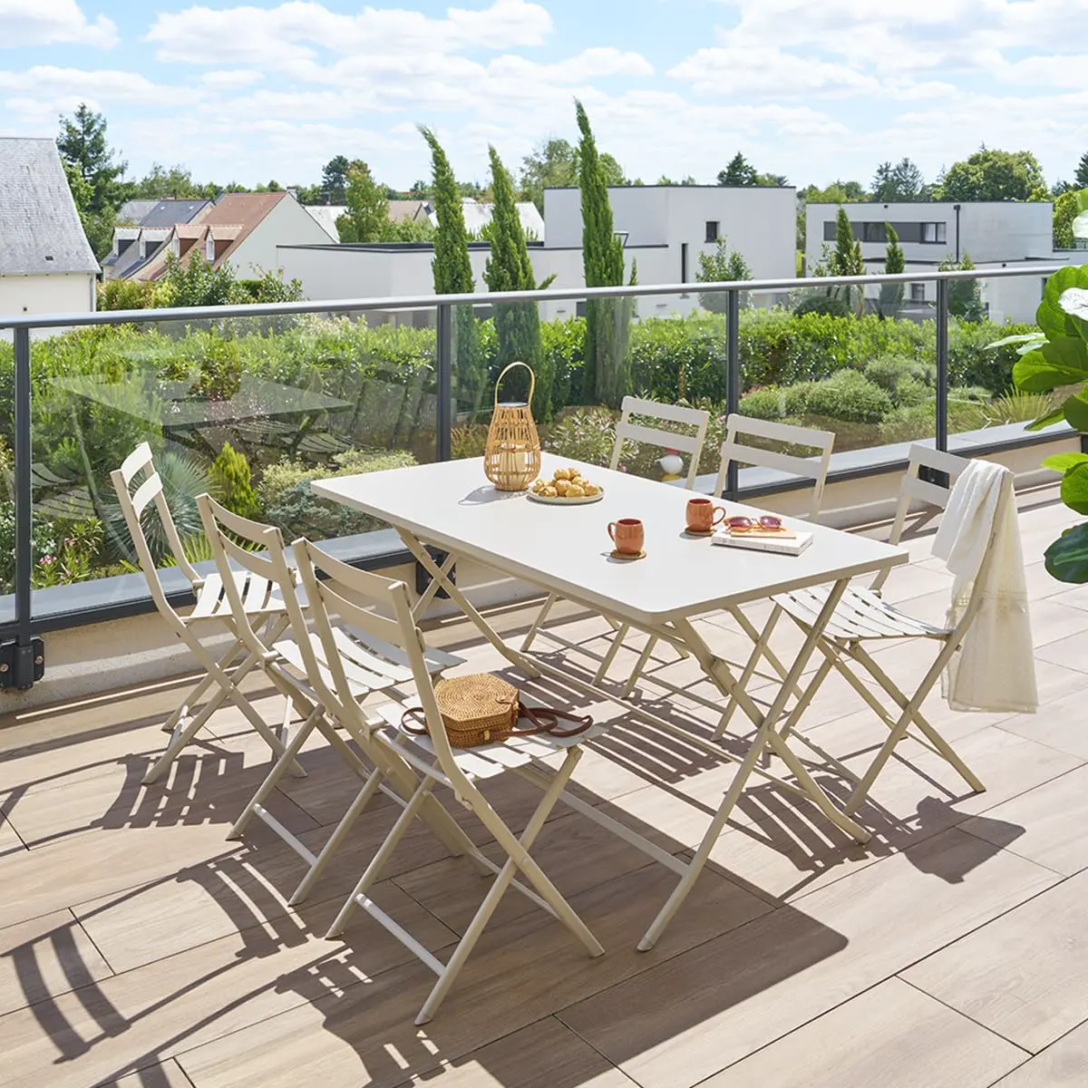 Table de jardin 6 places en acier 80 x 150 vue 2