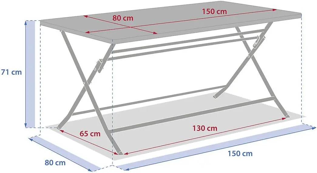 Table de jardin 6 places en acier 80 x 150 vue 3
