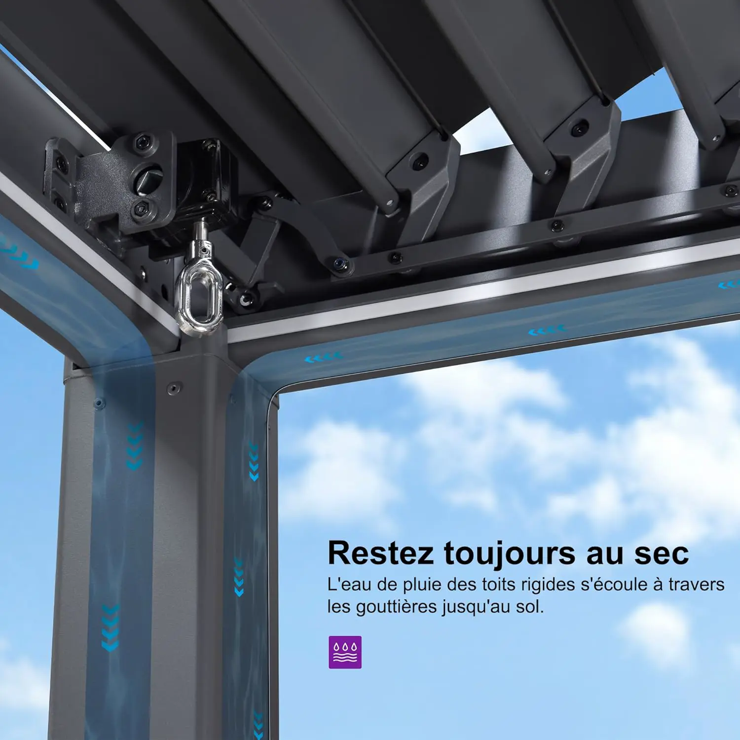 Pergola en aluminium gris 24 m² vue 5