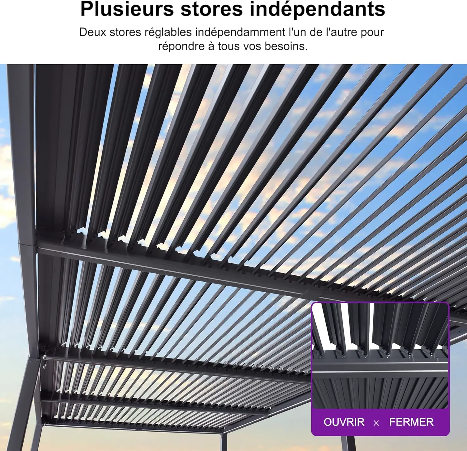 Pergola en aluminium gris 24 m² vue 4