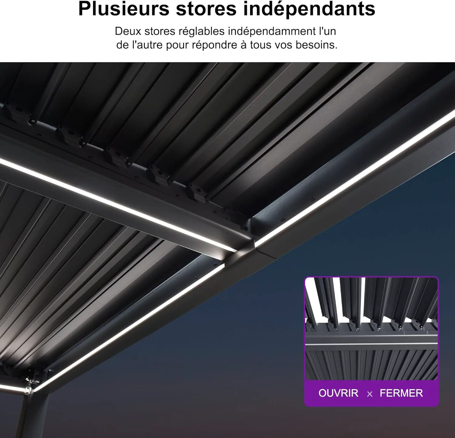 Pergola en aluminium gris 24 m² vue 4