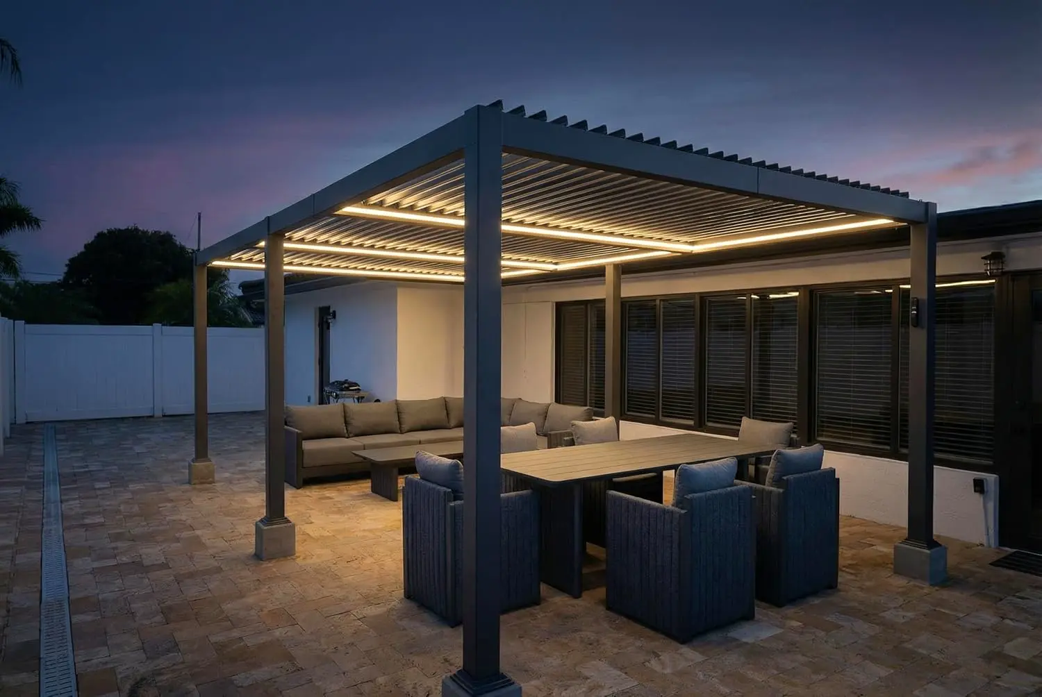 Pergola en aluminium gris 24 m² vue 2