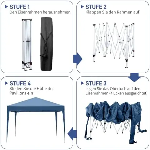Tonnelle en acier bleu 3 x 3 m vue 9