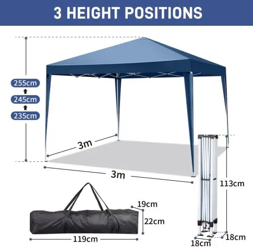 Tonnelle en acier bleu 9 m² vue 4