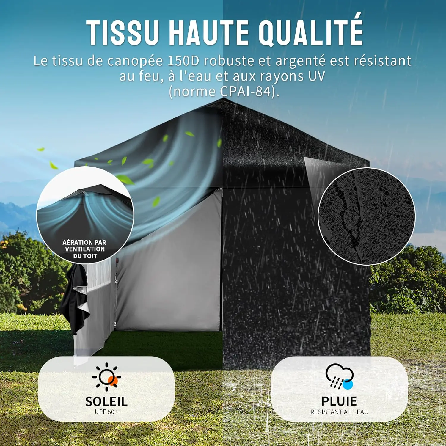 Tonnelle noir 3x3m vue 7