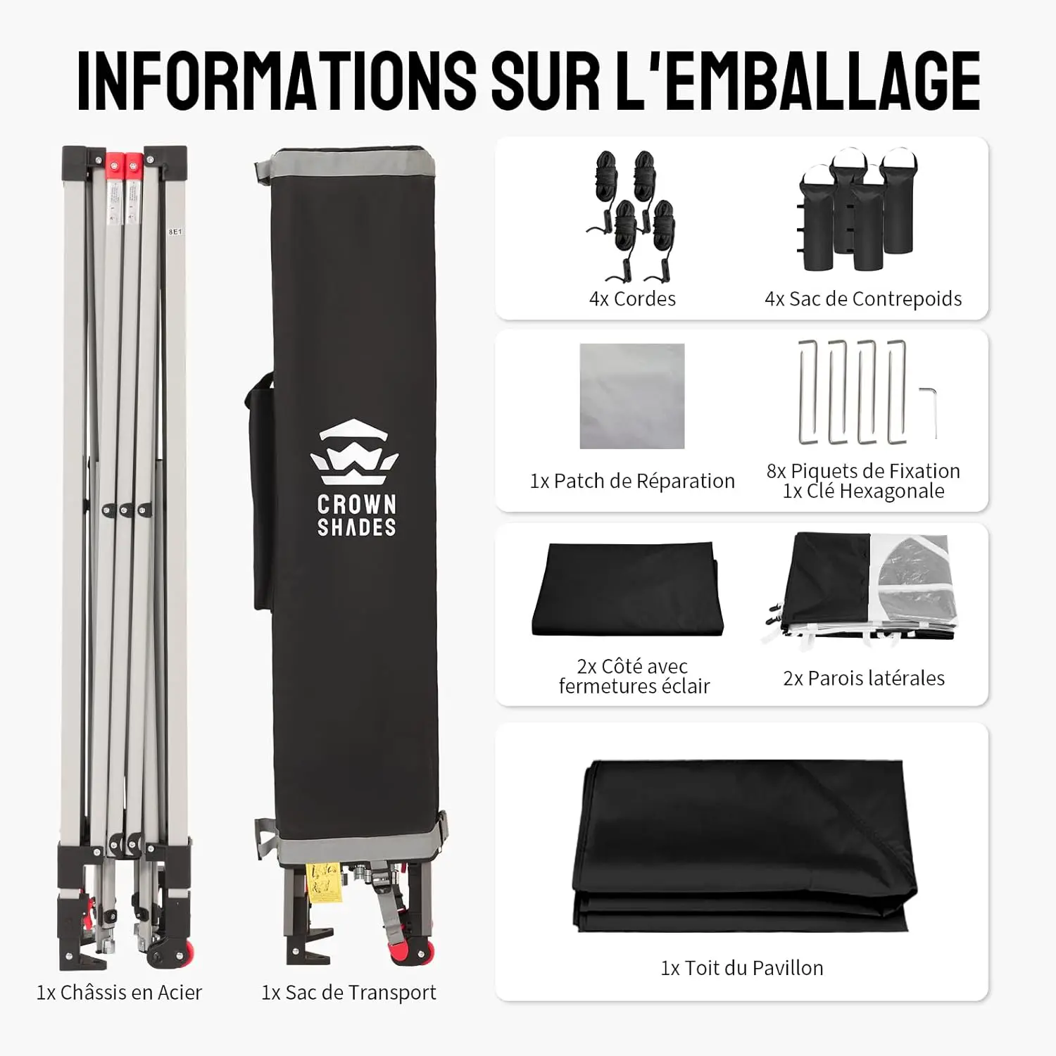 Tonnelle noir 3x3m vue 8