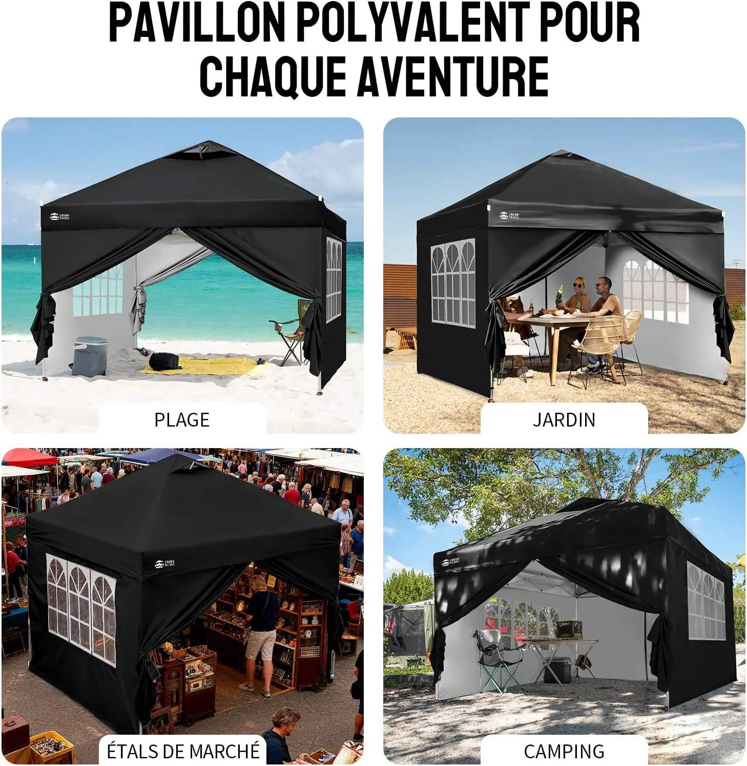 Tonnelle noir 3x3m vue 9