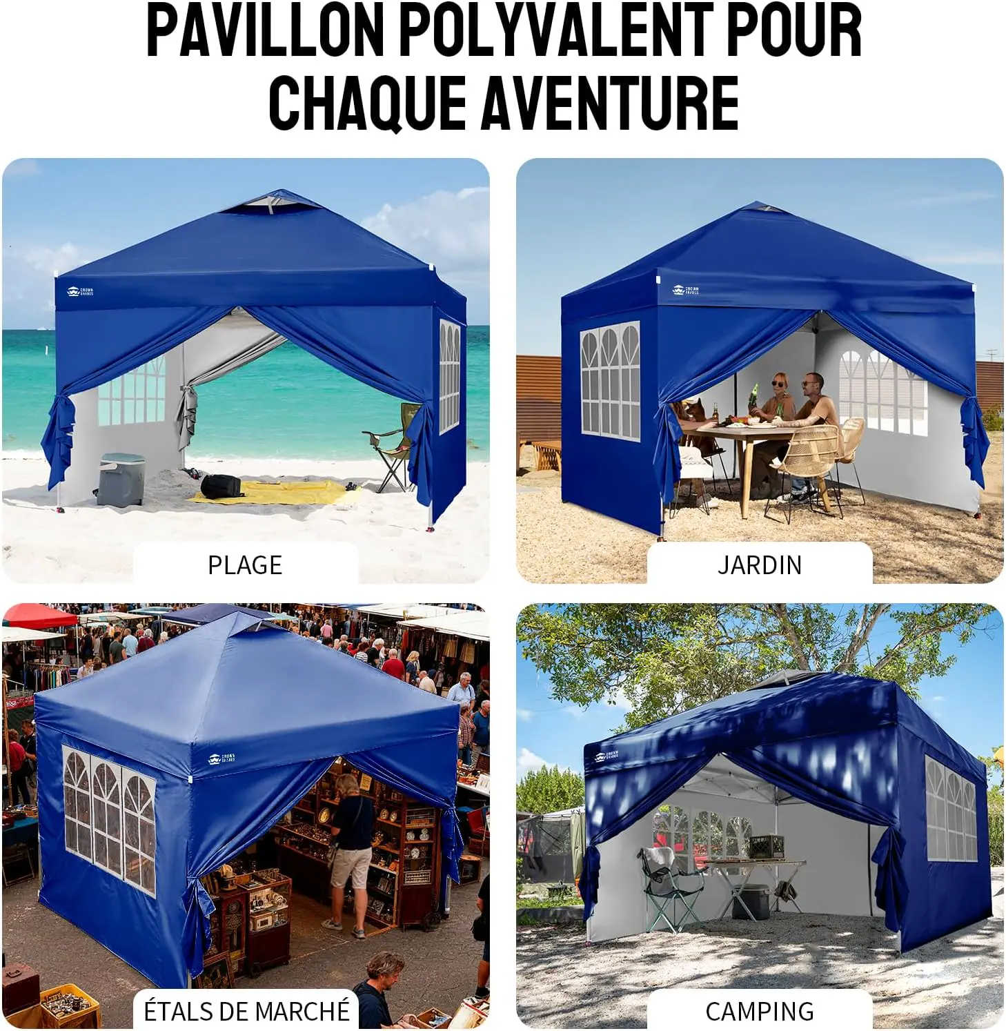 Tonnelle en acier bleu 3x3m vue 9