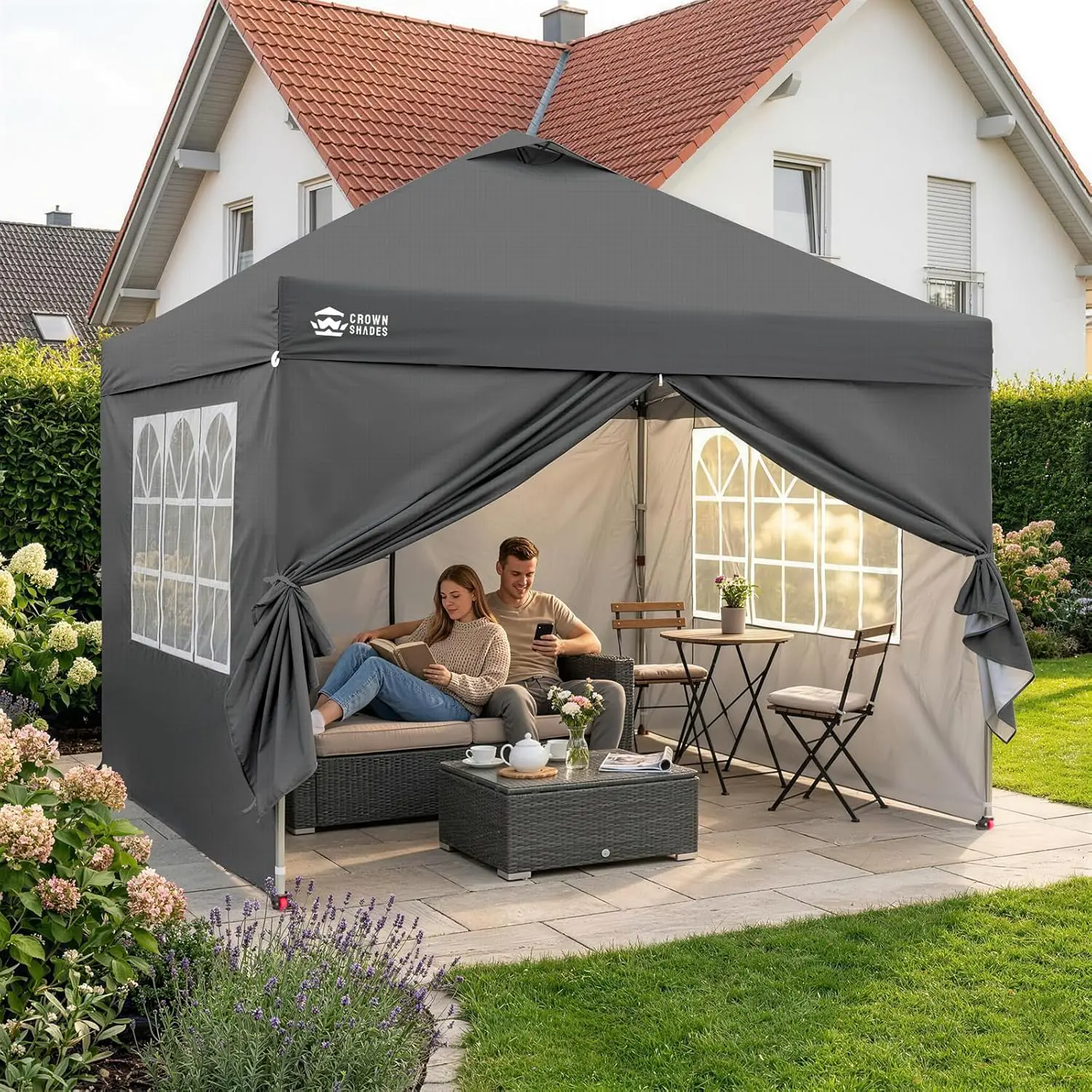 Tonnelle gris 3x3m vue 2