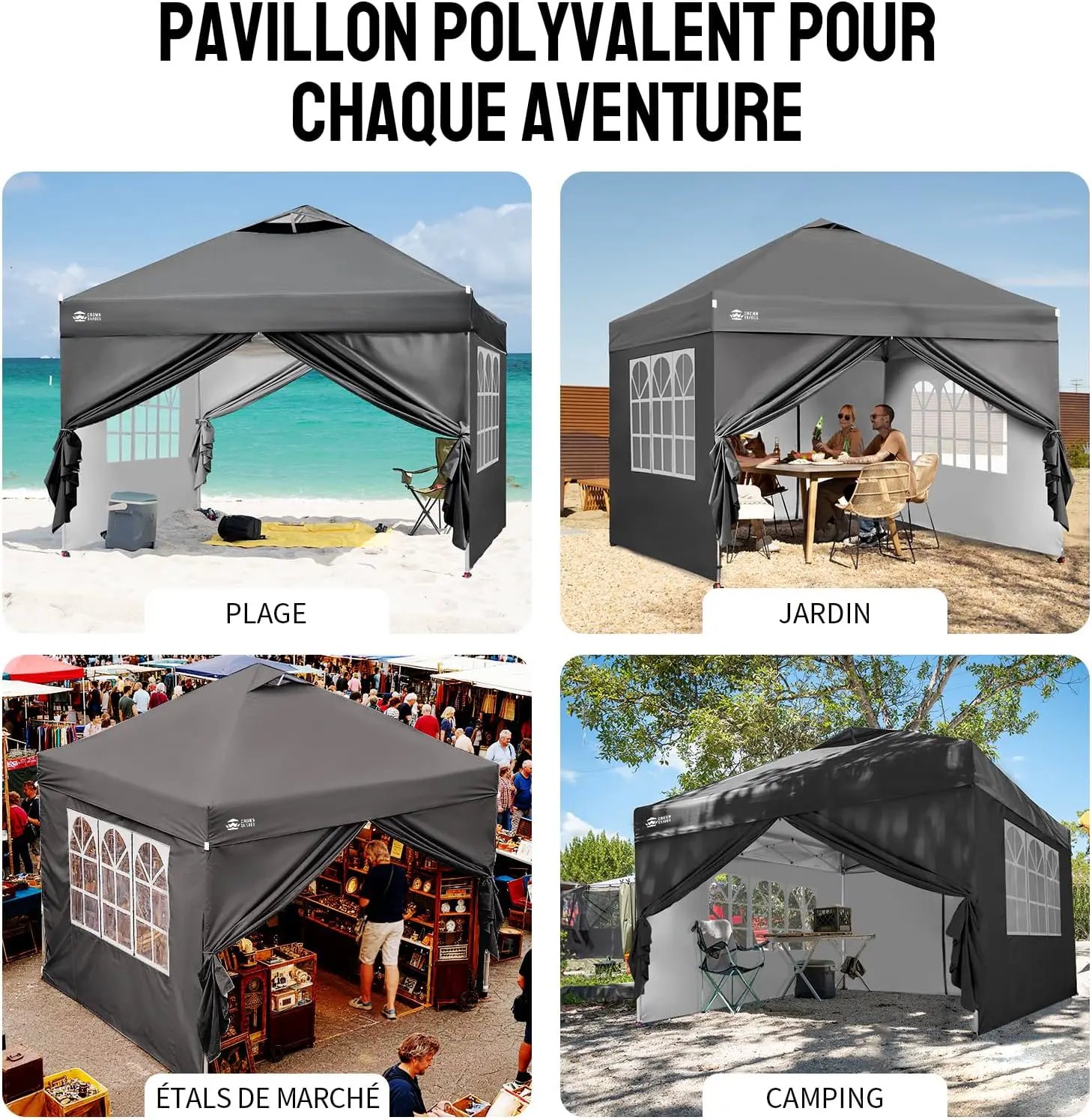 Tonnelle gris 3x3m vue 9