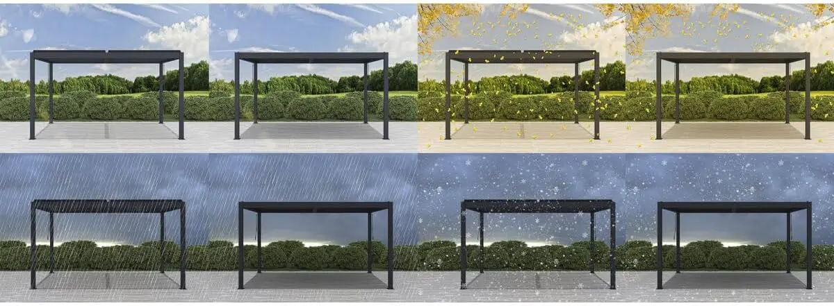 Pergola en aluminium anthracite 3 x 4 m vue 2