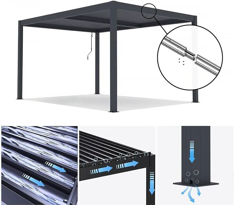 Pergola en aluminium anthracite 3 x 4 m vue 3