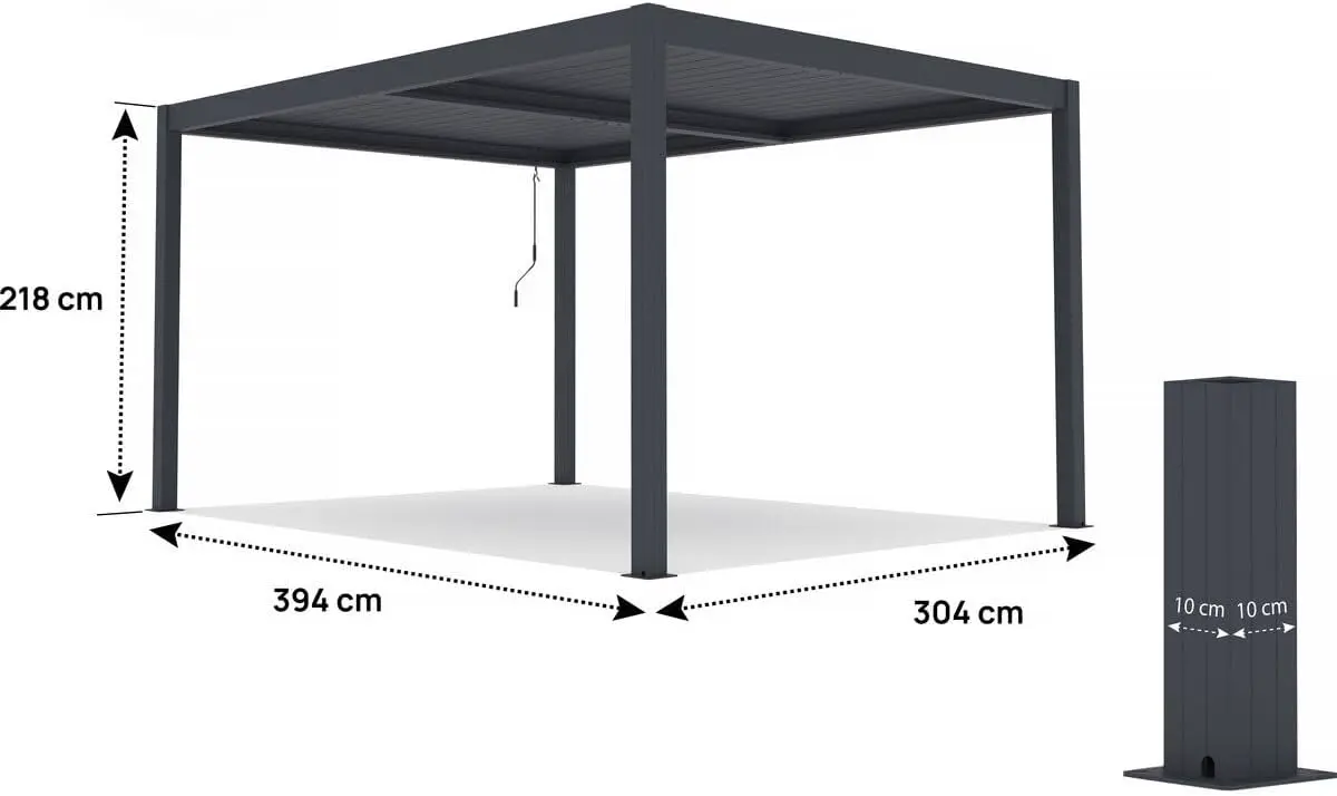 Pergola en aluminium anthracite 3 x 4 m vue 4