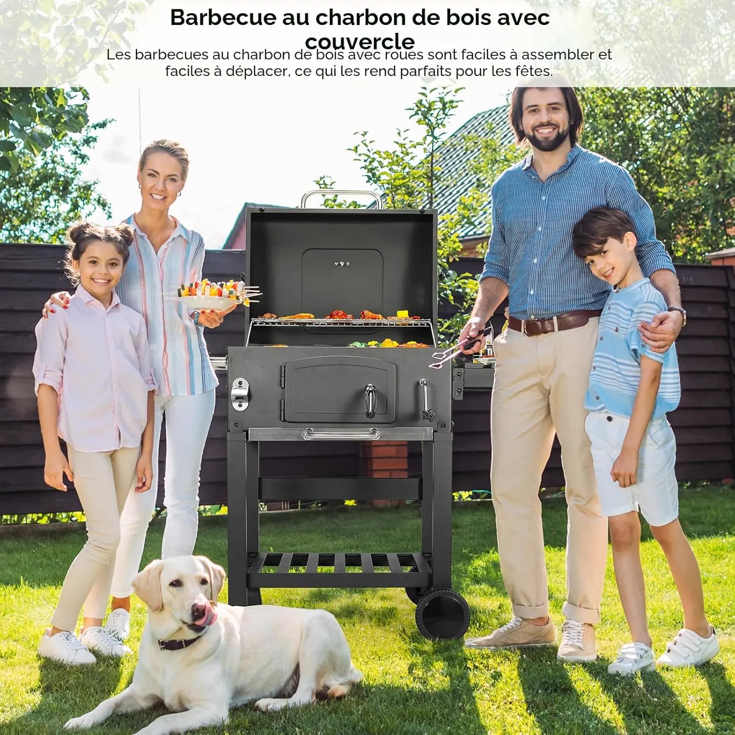 Barbecue à charbon 8 places en métal 57 x 42 cm vue 2