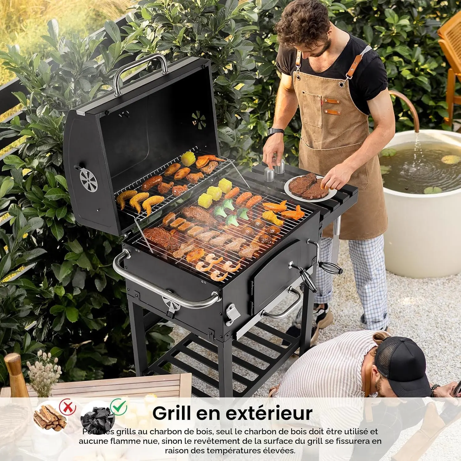 Barbecue à charbon 8 places en métal 57 x 42 cm vue 7