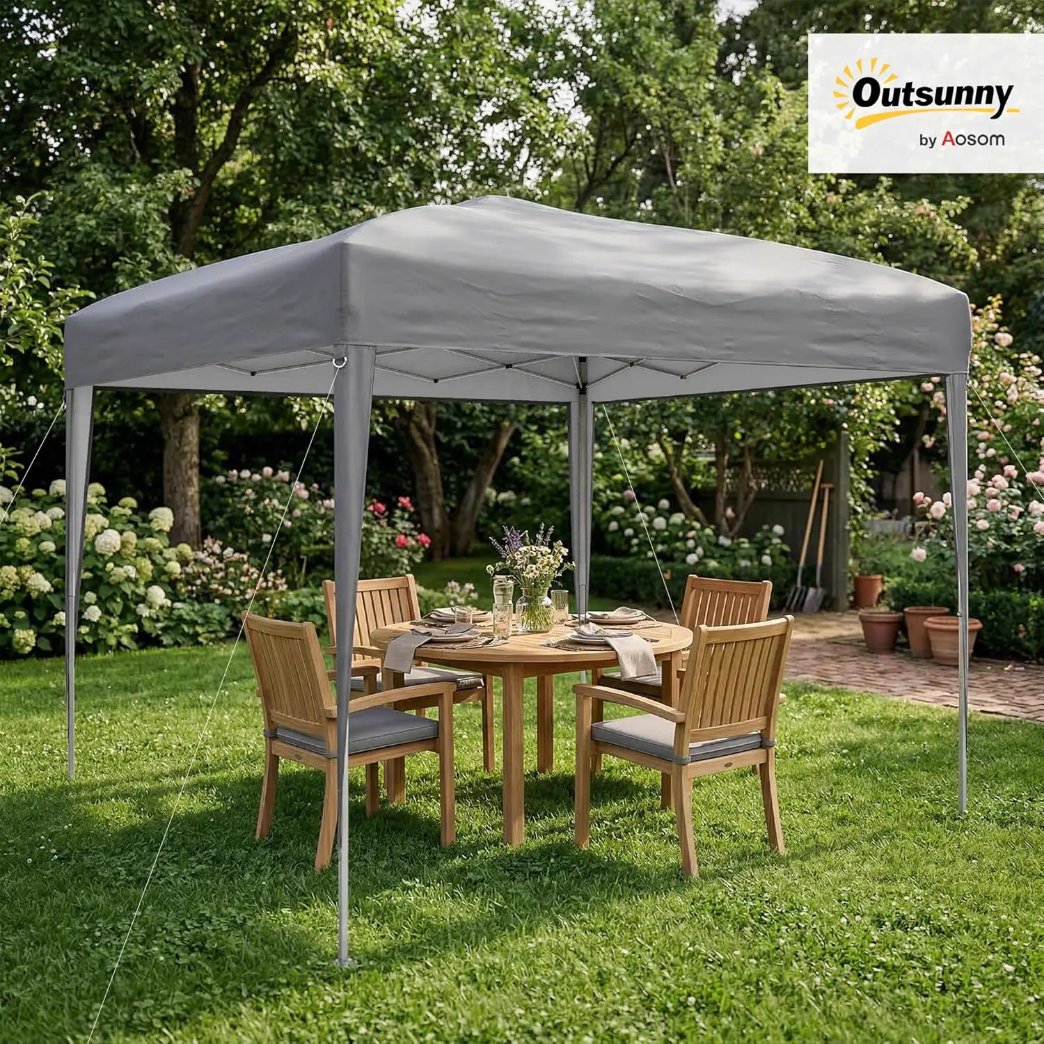 Tonnelle en acier gris 3x3m vue 2