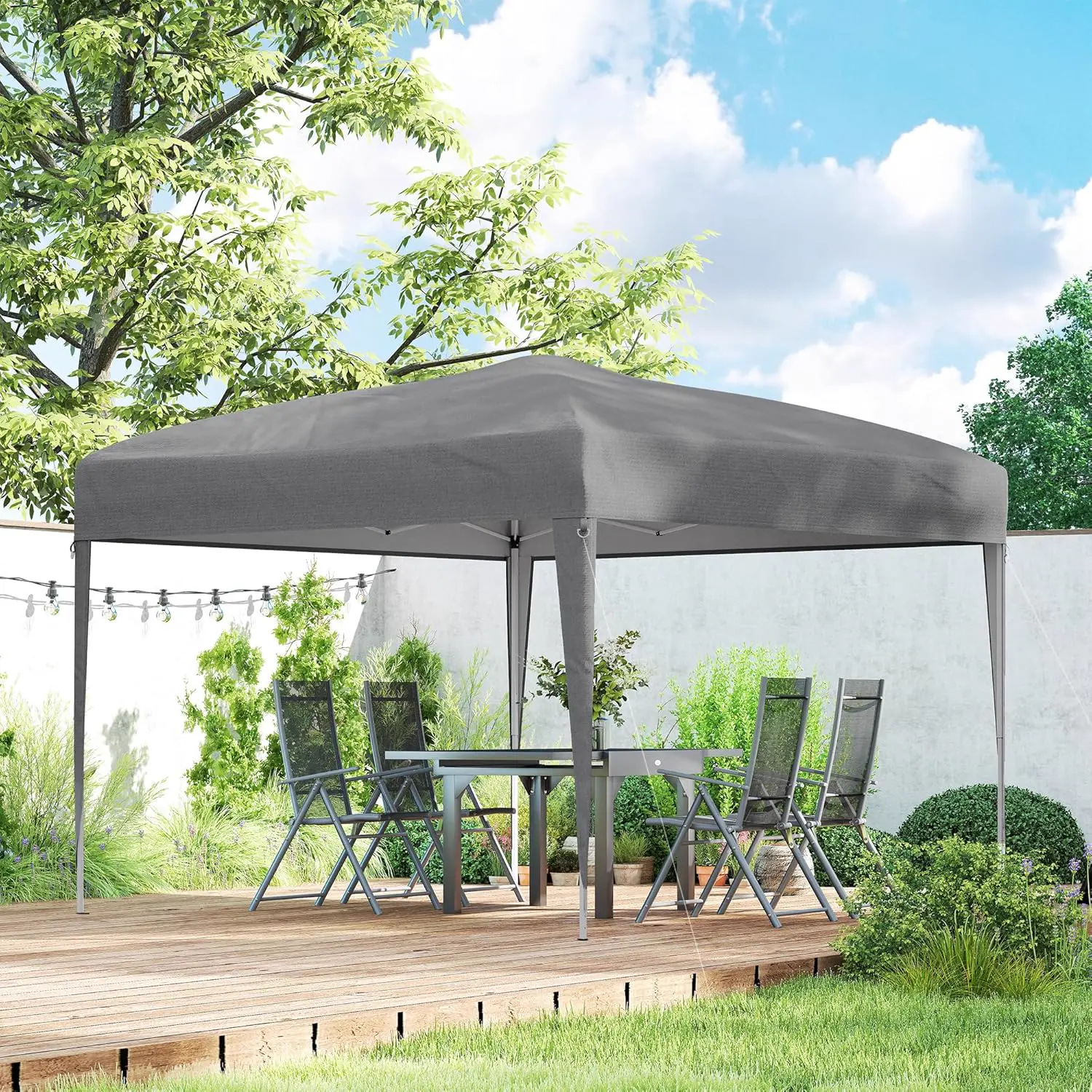 Tonnelle en acier gris 3x3m vue 8