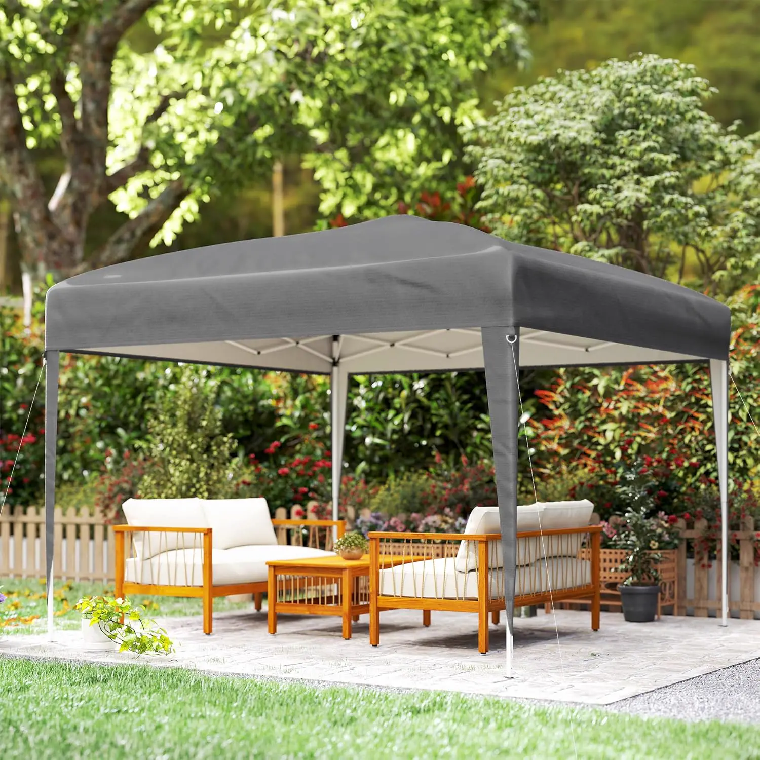 Tonnelle en acier gris 3x3m vue 9