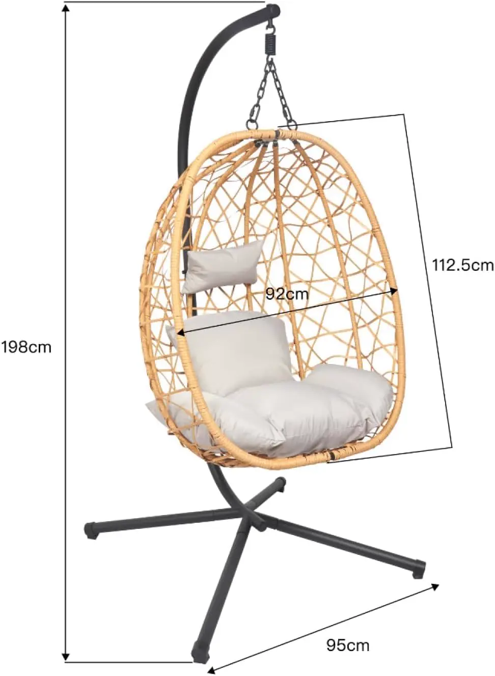 Fauteuils suspendus en rotin naturel 95 x 198 cm vue 8