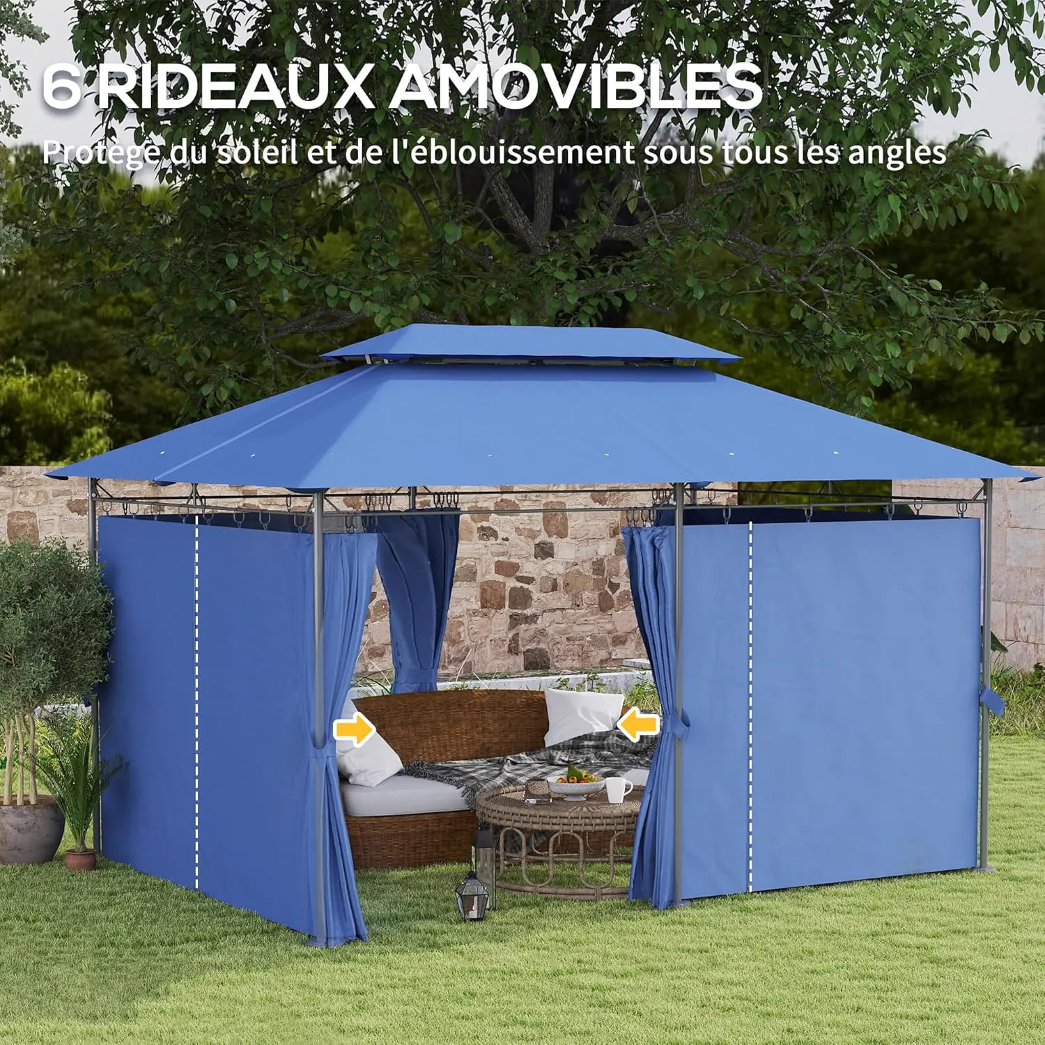 Tonnelle en métal bleu 3x4m vue 5