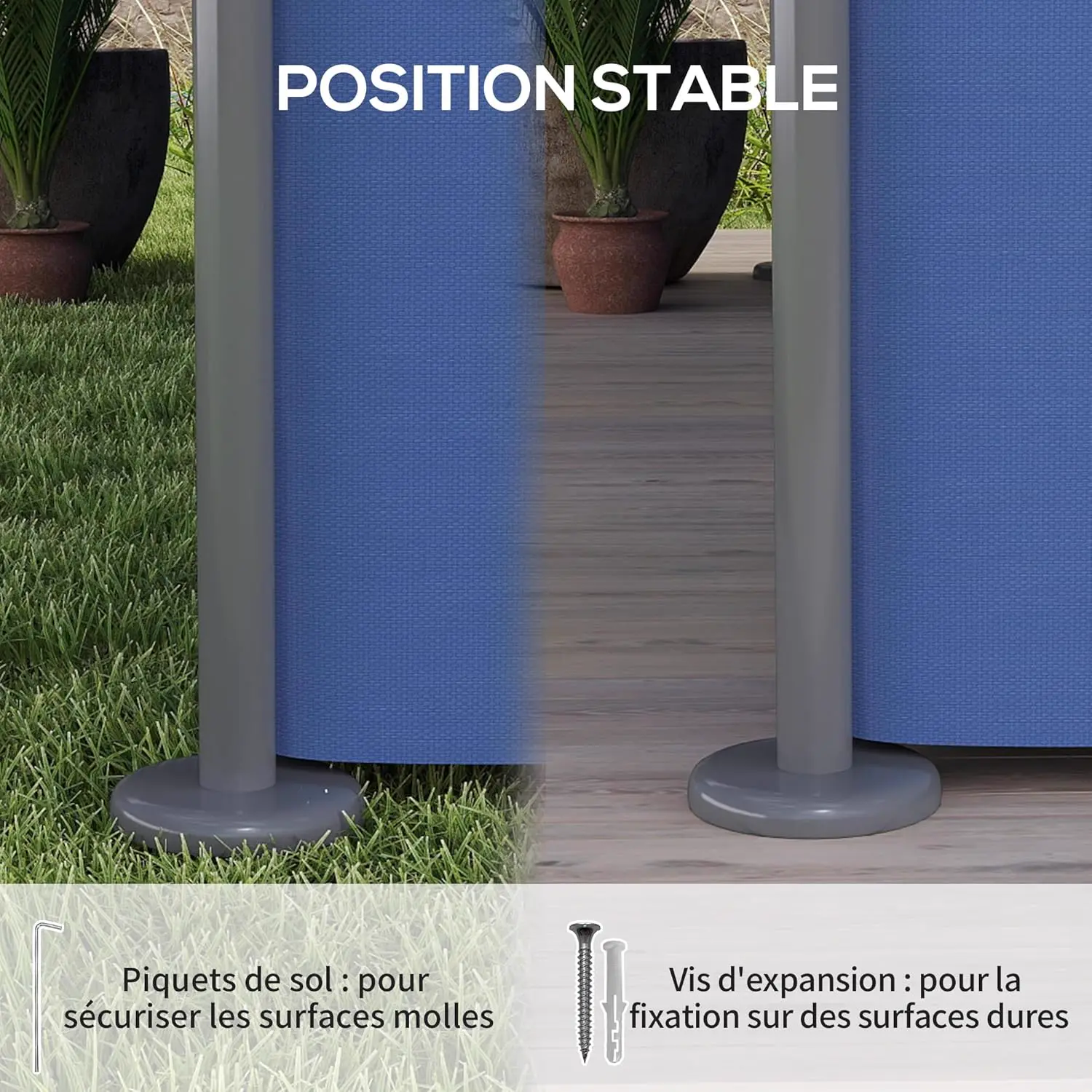 Tonnelle en métal bleu 3x4m vue 6