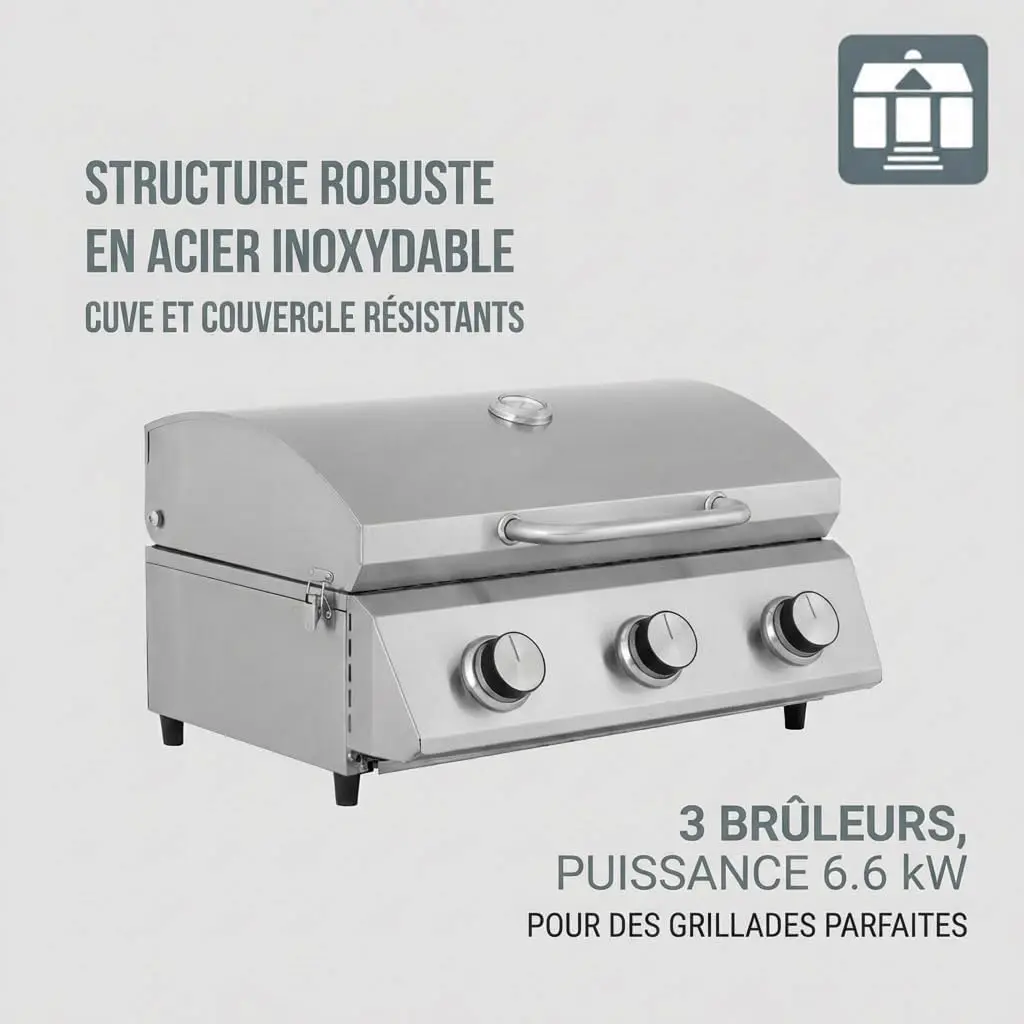 Barbecue à gaz en acier 47 x 35 cm vue 2
