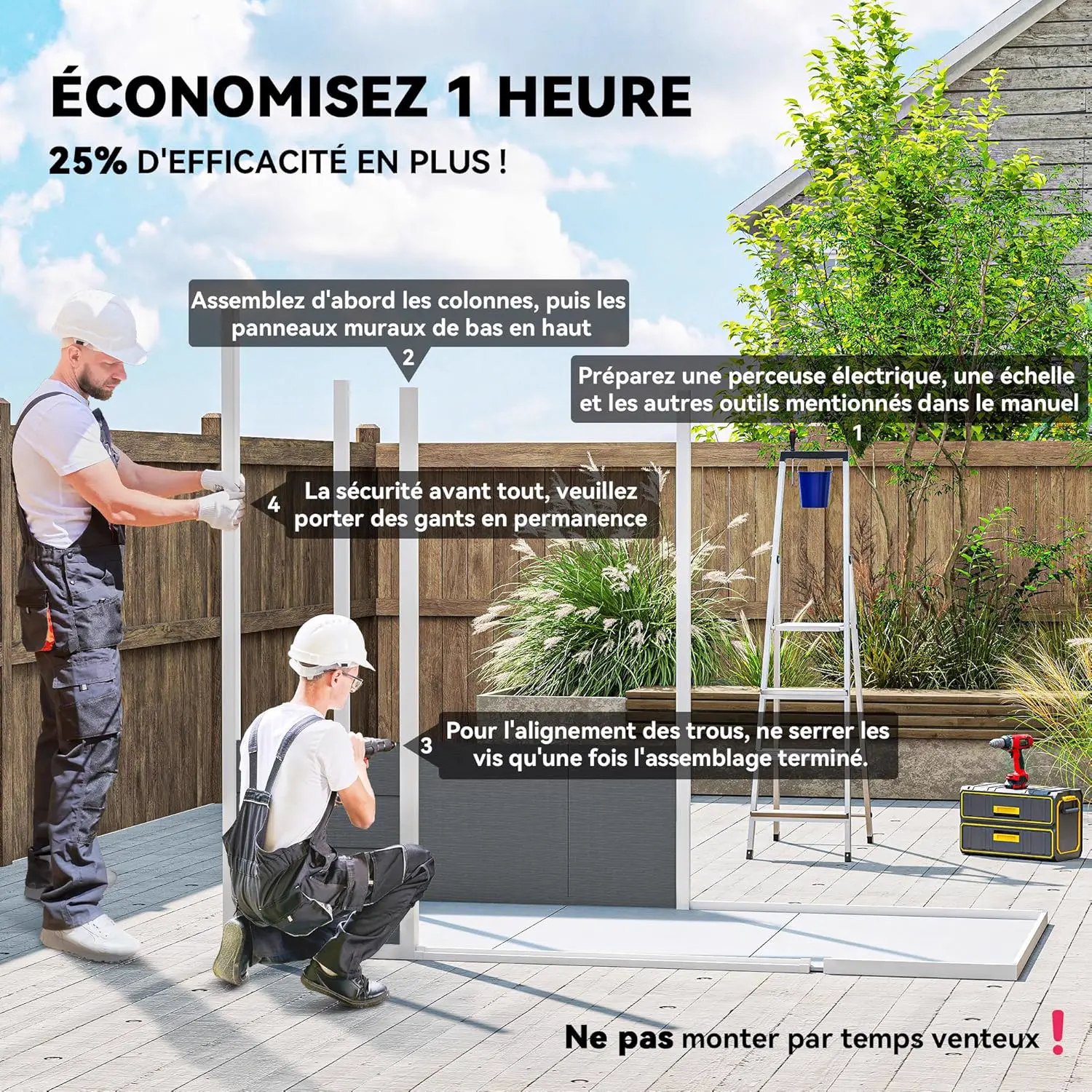 Abri de jardin en résine en résine gris 2,54 m² vue 3