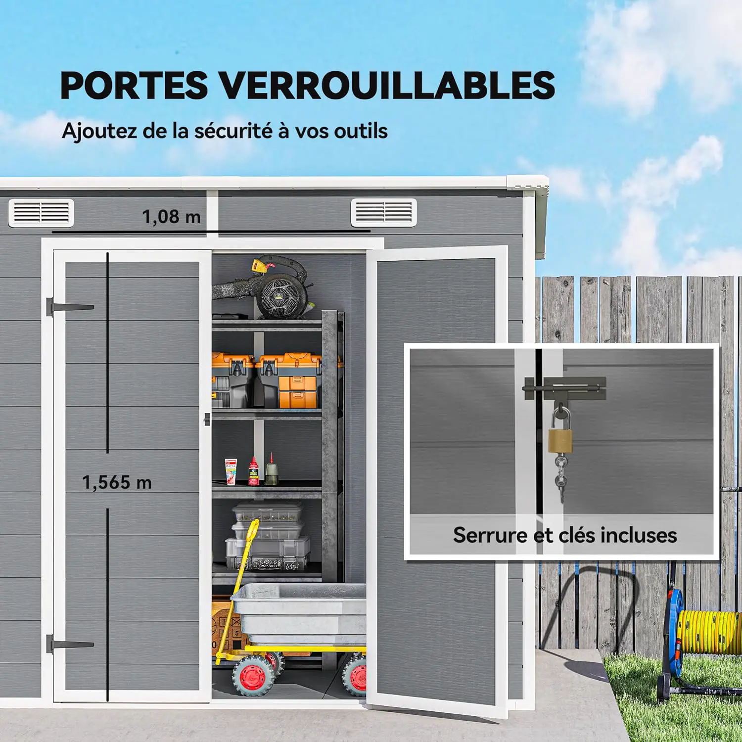 Abri de jardin en résine en résine gris 2,54 m² vue 8