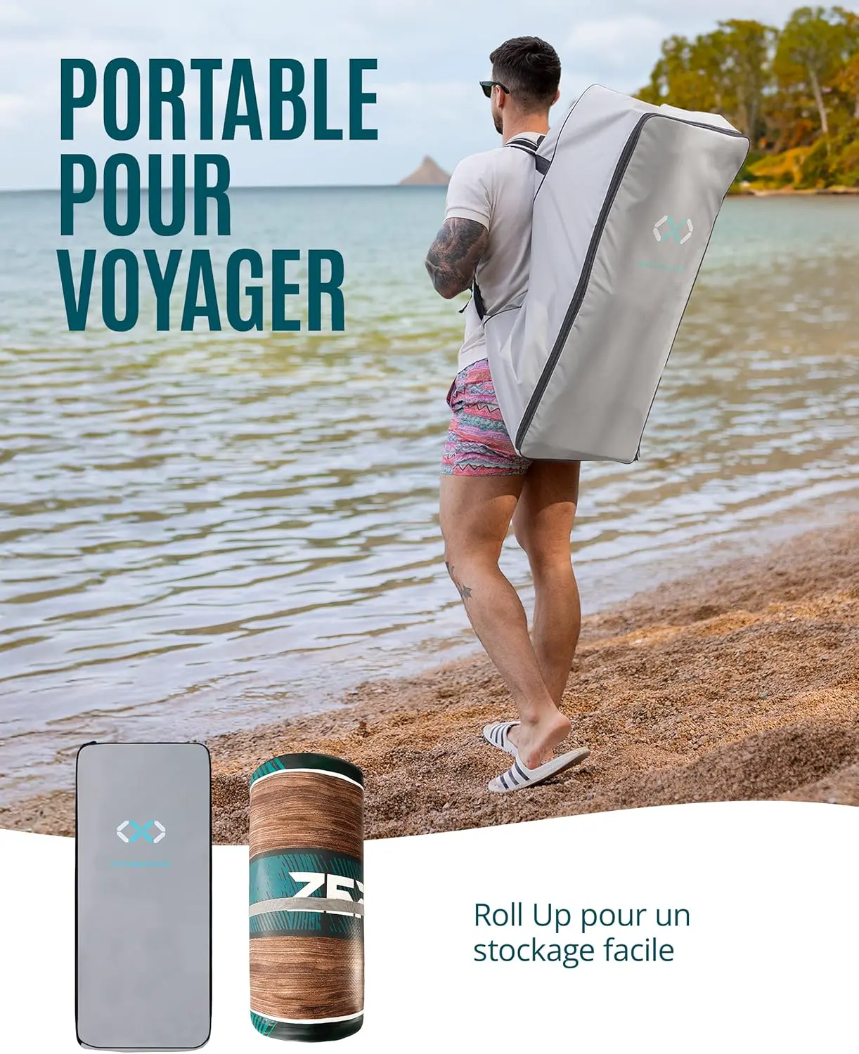 Paddle gonflable 2 places en bois vert 320 x 84cm vue 7