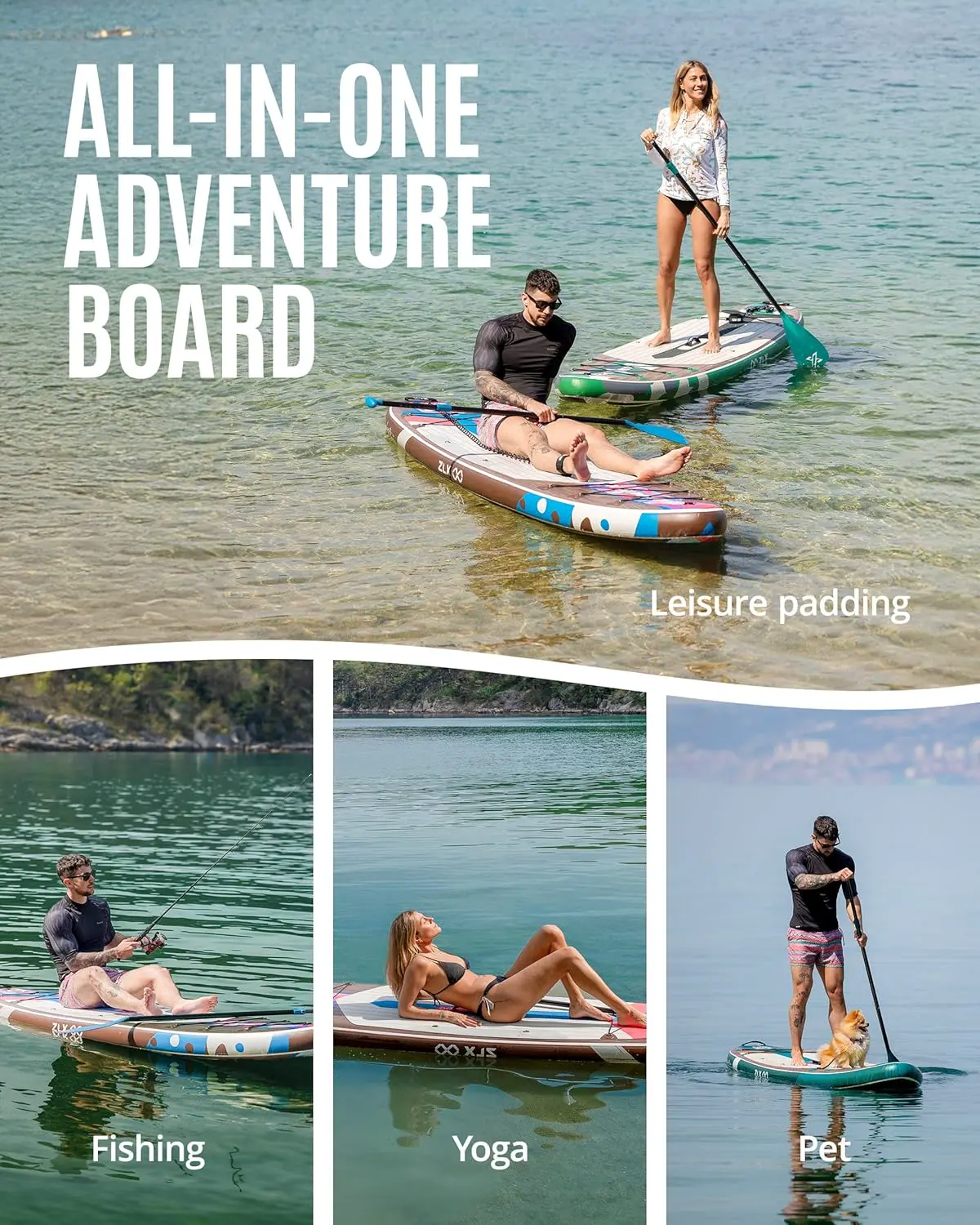 Paddle gonflable 2 places en bois vert 320 x 84cm vue 6