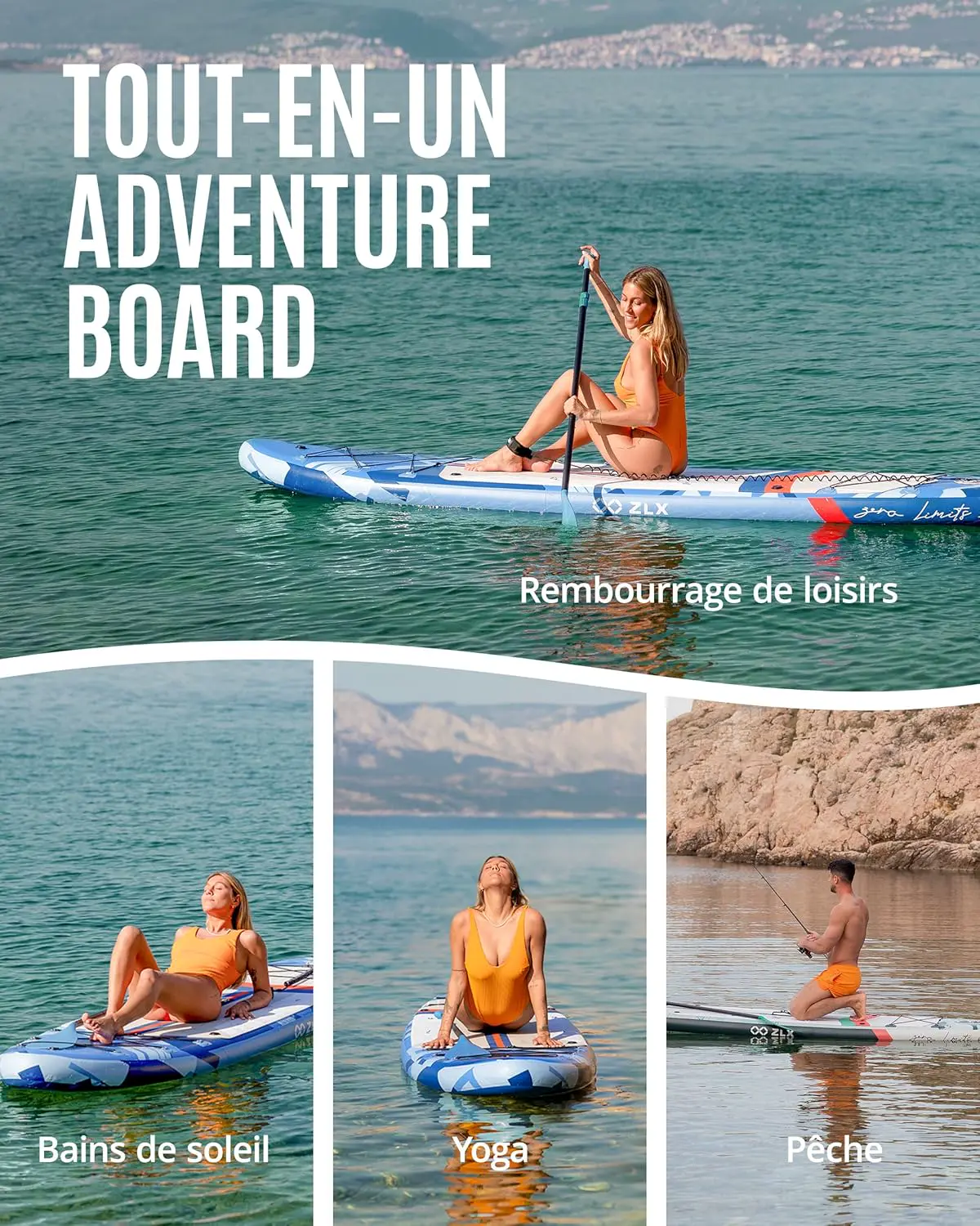 Paddle gonflable marron 350 x 89 cm vue 5