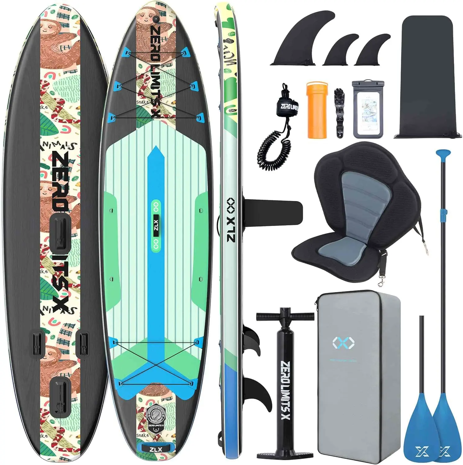 Paddle gonflable 2 places en bois gris 320 x 84cm vue 1