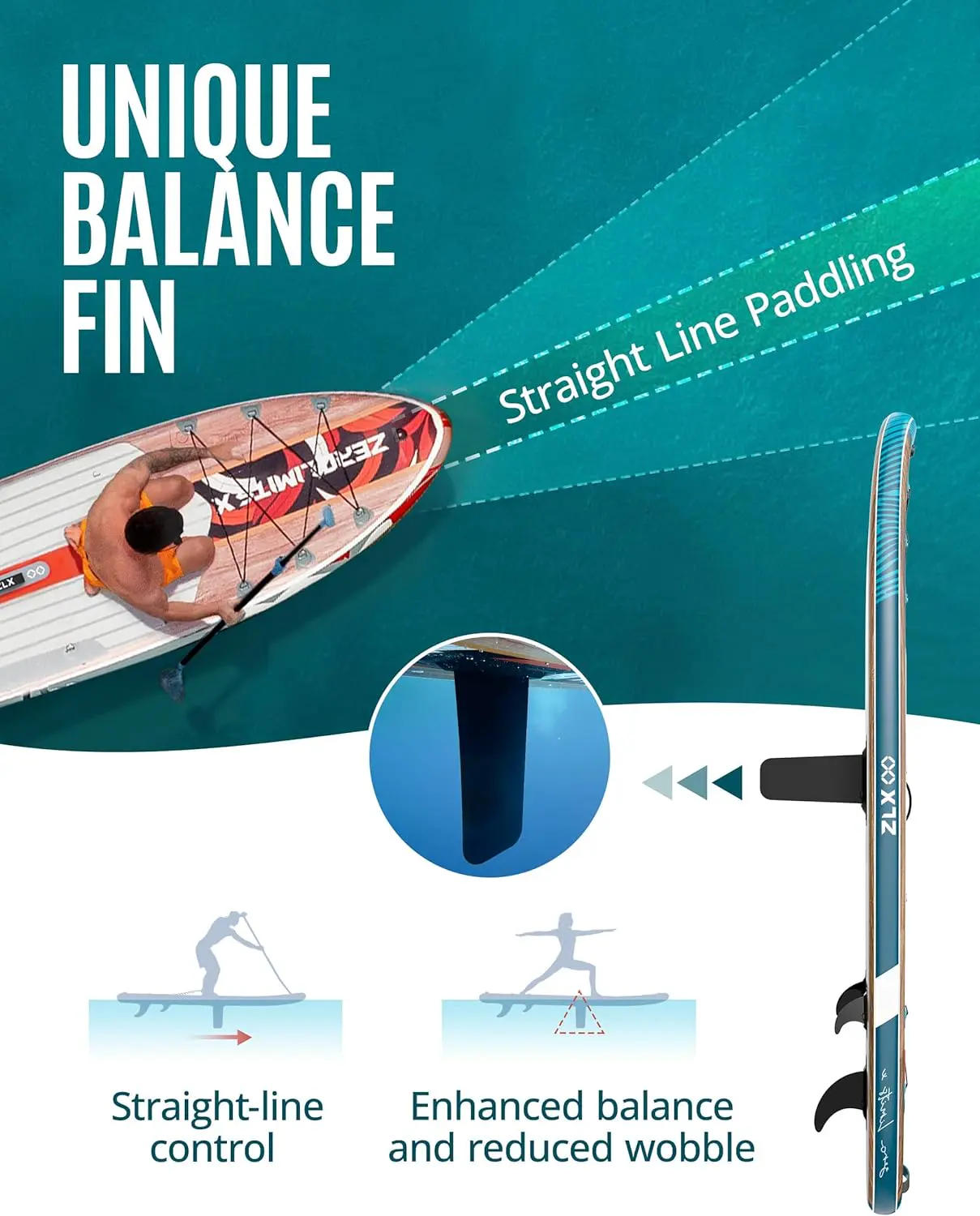 Paddle gonflable 2 places en bois rouge 320 x 84cm vue 3