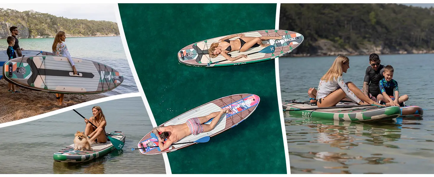 Paddle gonflable 2 places en bois vert 320 x 84cm — contenu détaillé 4