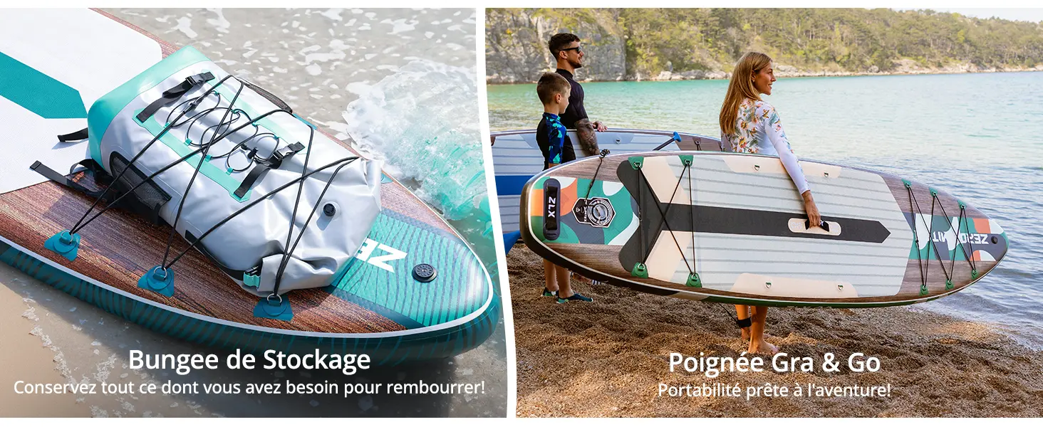 Paddle gonflable 2 places en bois vert 320 x 84cm — contenu détaillé 9